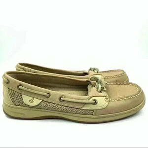Sperry topsider flats 7.5 tan leather boat shoes